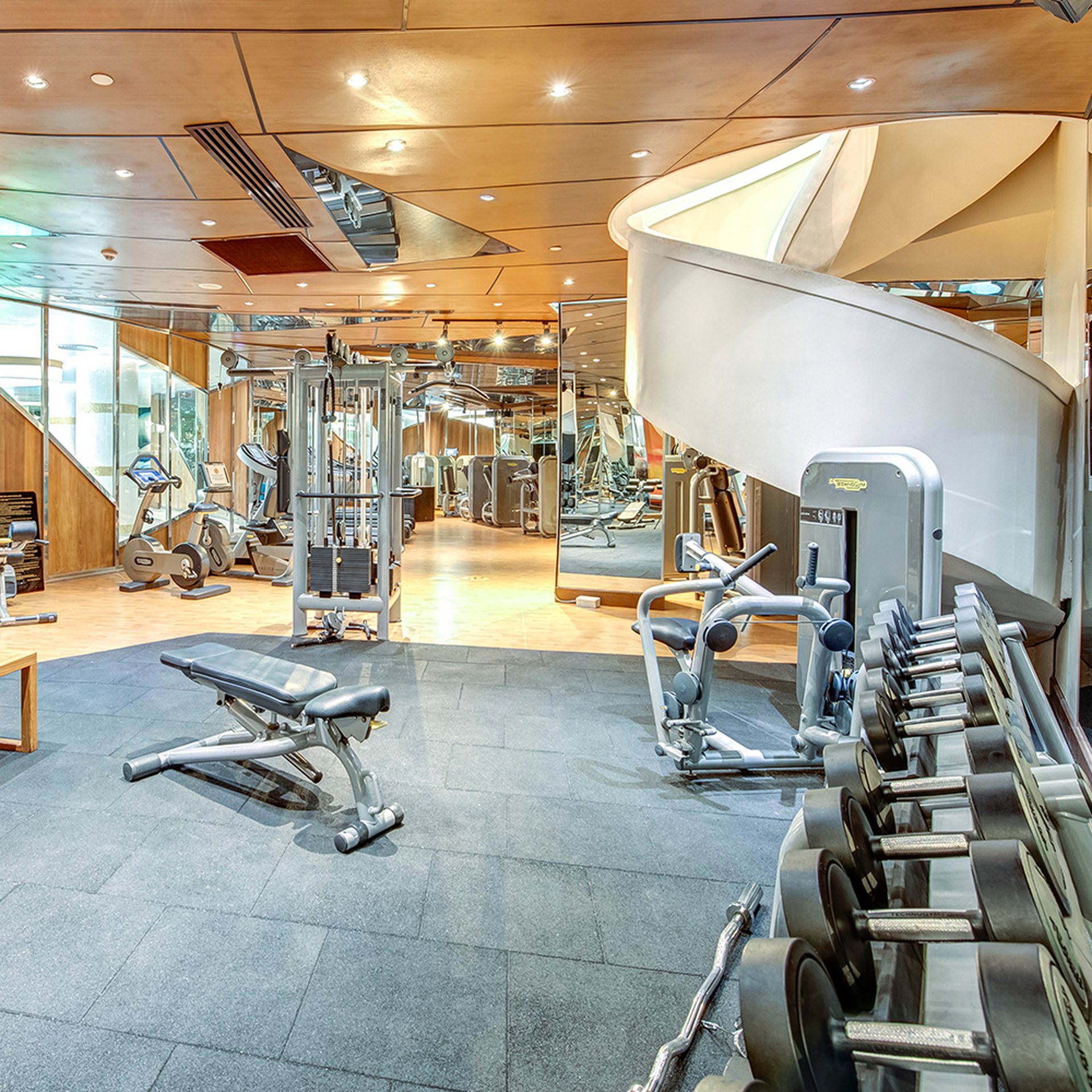 Elysium Fitness salonundaki antrenman ekipmanları